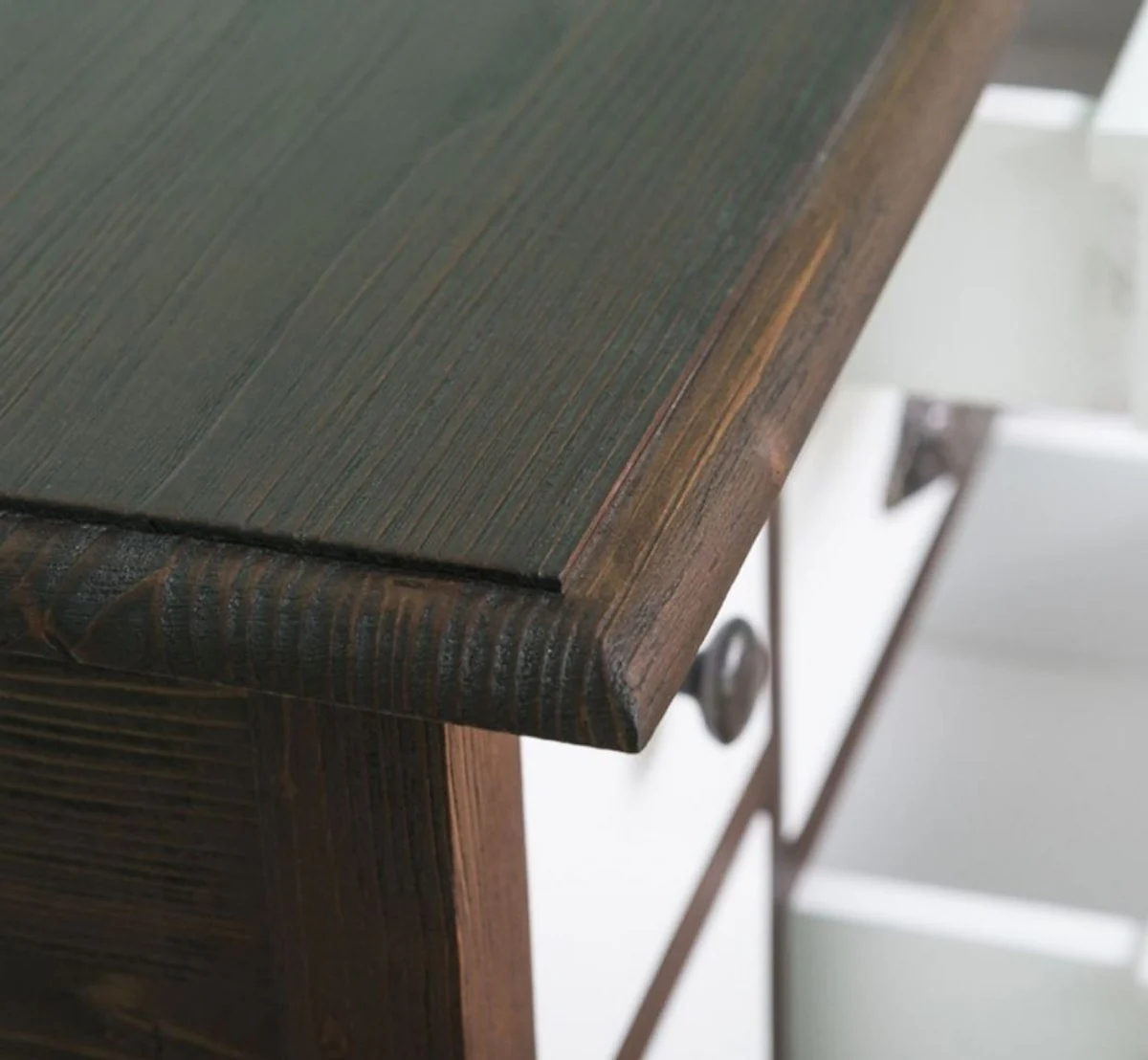 Country house style solid wood chest of drawers with 7 drawers dark brown / white 80 x 40 x H. 82 cm - country house style furniture