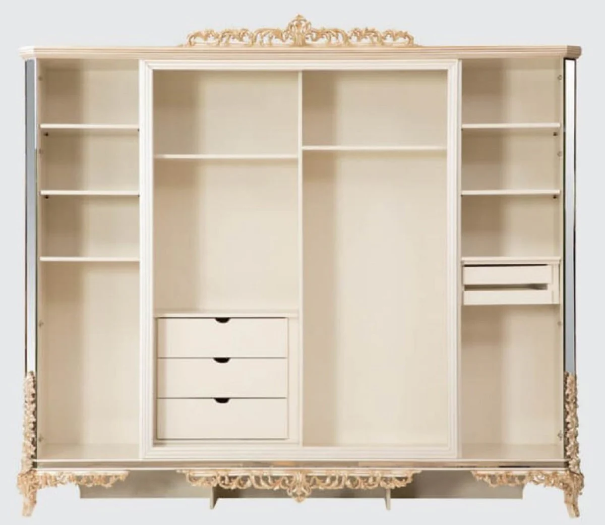 Luxury baroque bedroom wardrobe white / gold - magnificent solid wood wardrobe in baroque style - baroque bedroom furniture