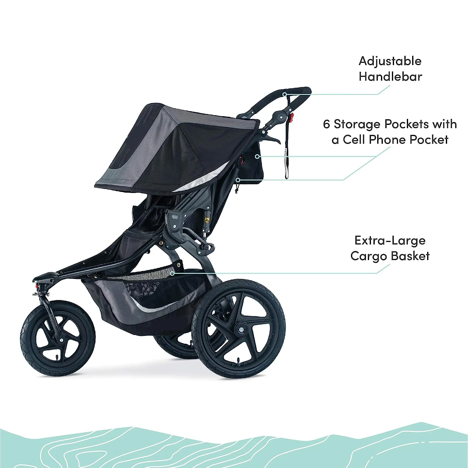 Gear Revolution Flex 3.0 Jogging-Kinderwagen, Lunar – Ultrareflektierende Akzente
