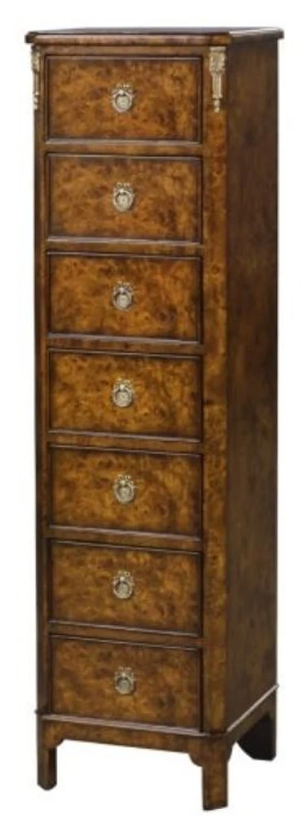 Luxury Art Nouveau chest of drawers with 7 drawers brown 35 x 30 x H. 127 cm - luxury quality
