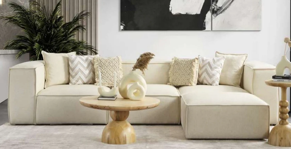 Luxury corner sofa ivory 315 x 200 x H. 80 cm - living room sofa - living room furniture - luxury furniture - luxury living room furnishings