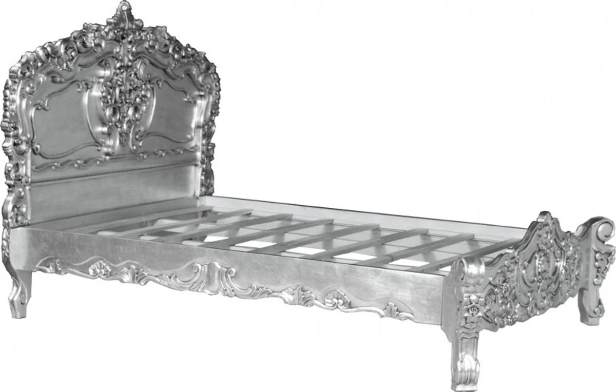 Baroque bed Pure Baroque Silver 160 x 200 cm from the luxury collection by Casa Padrino