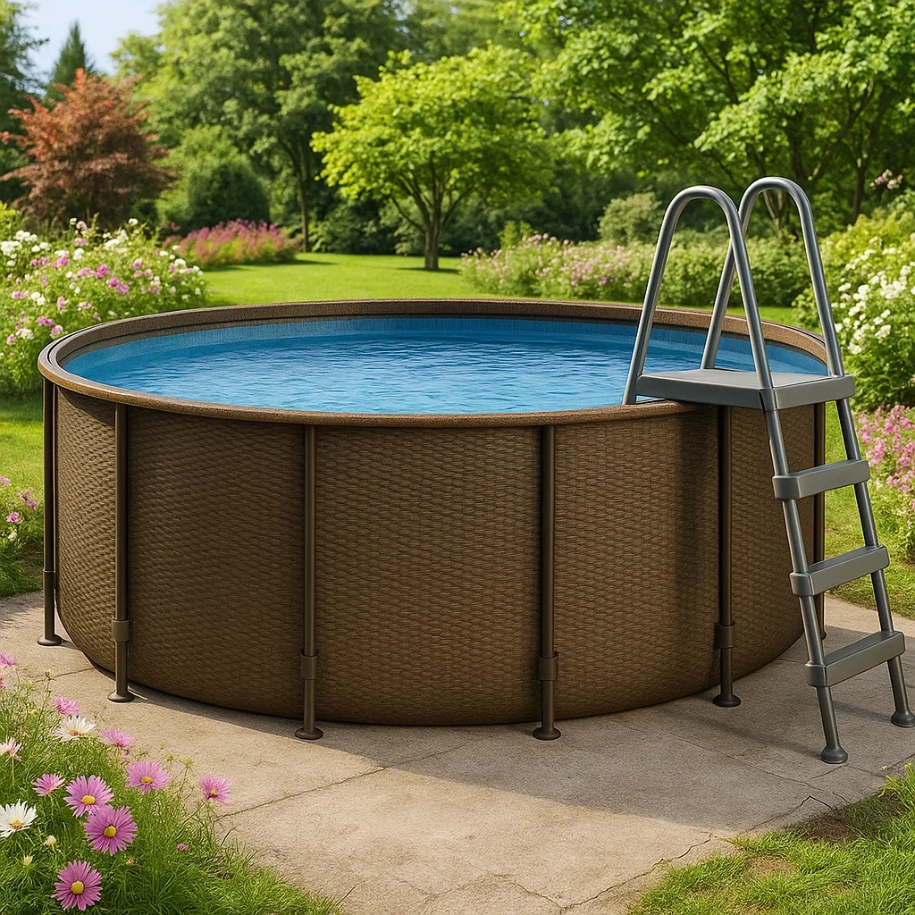 Runder, röhrenförmiger Swimmingpool 298x96 cm, braun/schwarz, mit Filter und Leiter cMLlJpX243MW