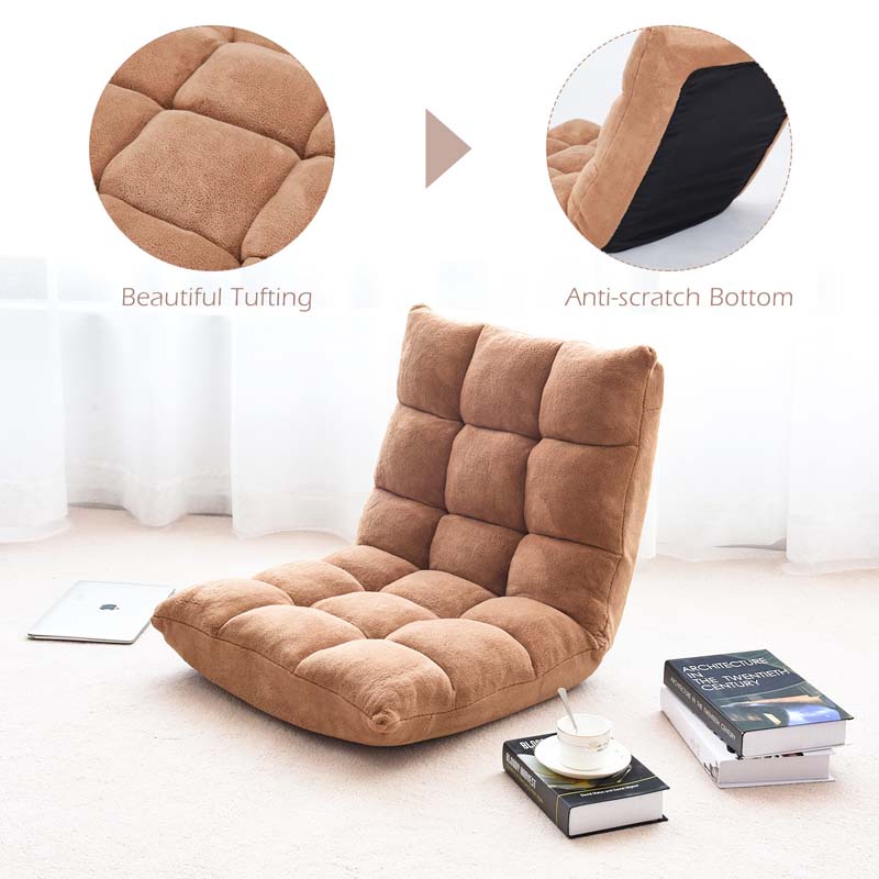 Memory Foam Floor Chair, 14-Position Adjustable Folding Gaming Sofa Chair with Back Support, Chaise Lounge Sofa Bed Recliner