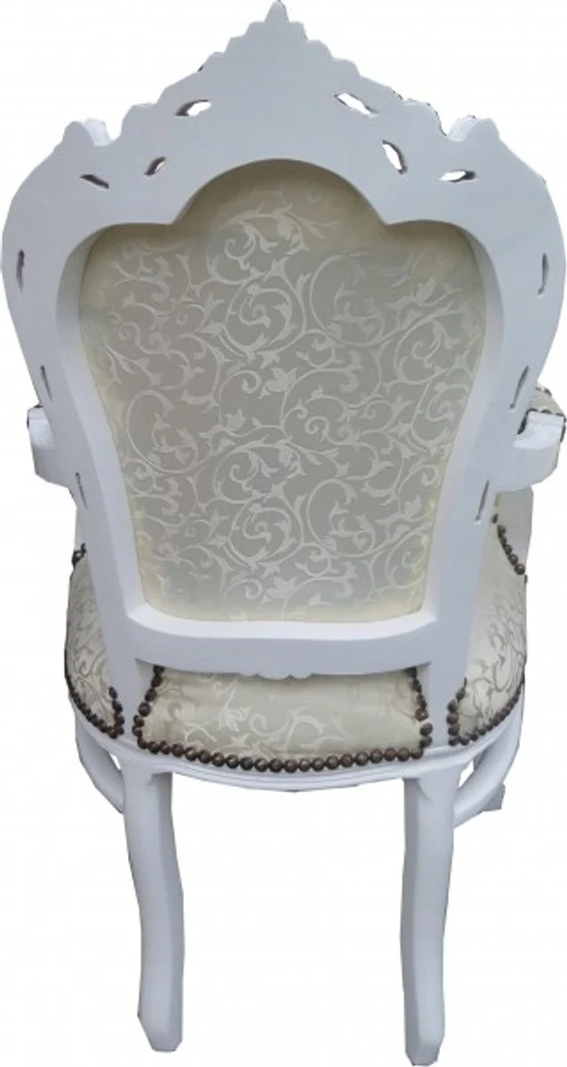 Baroque Dining Room Chair with Armrests White Pattern / White - Antique Furniture - Limited Edition