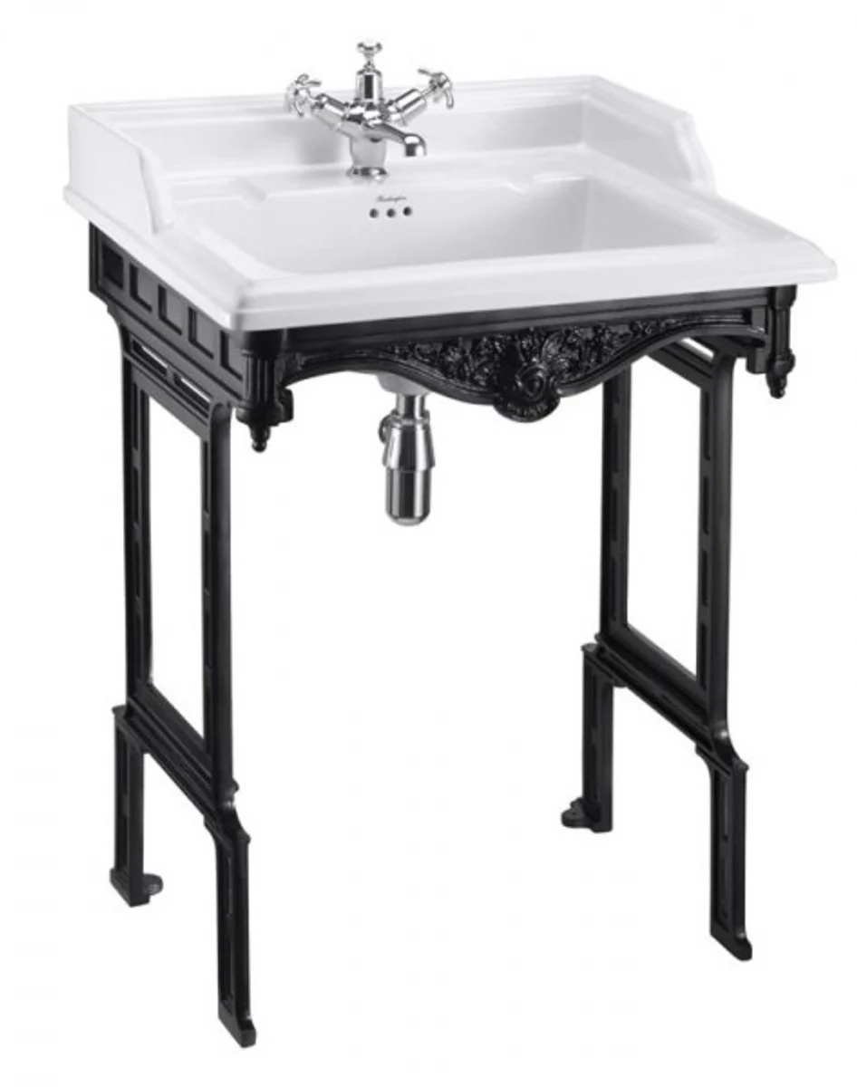 Art Nouveau Standing Washbasin White / Black - Baroque Washbasin Baroque Style Antique Style