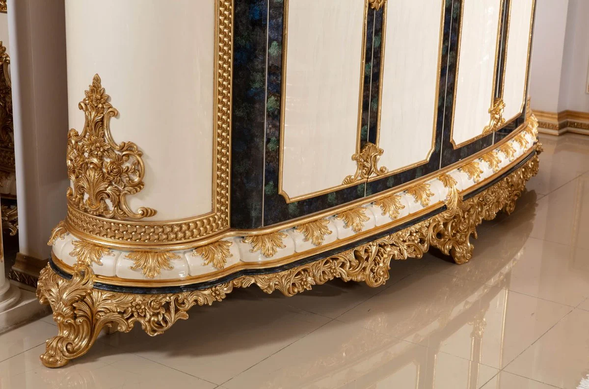 Luxury Baroque Bedroom Wardrobe White / Blue / Gold - Magnificent Wardrobe in Baroque Style - Baroque Bedroom & Hotel Furniture - Noble & Magnificent