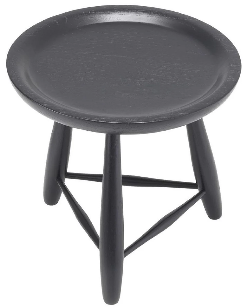 Luxury solid wood side table black Ø 38 x H. 37.5 cm - Round Mindi wood table - Luxury living room furniture