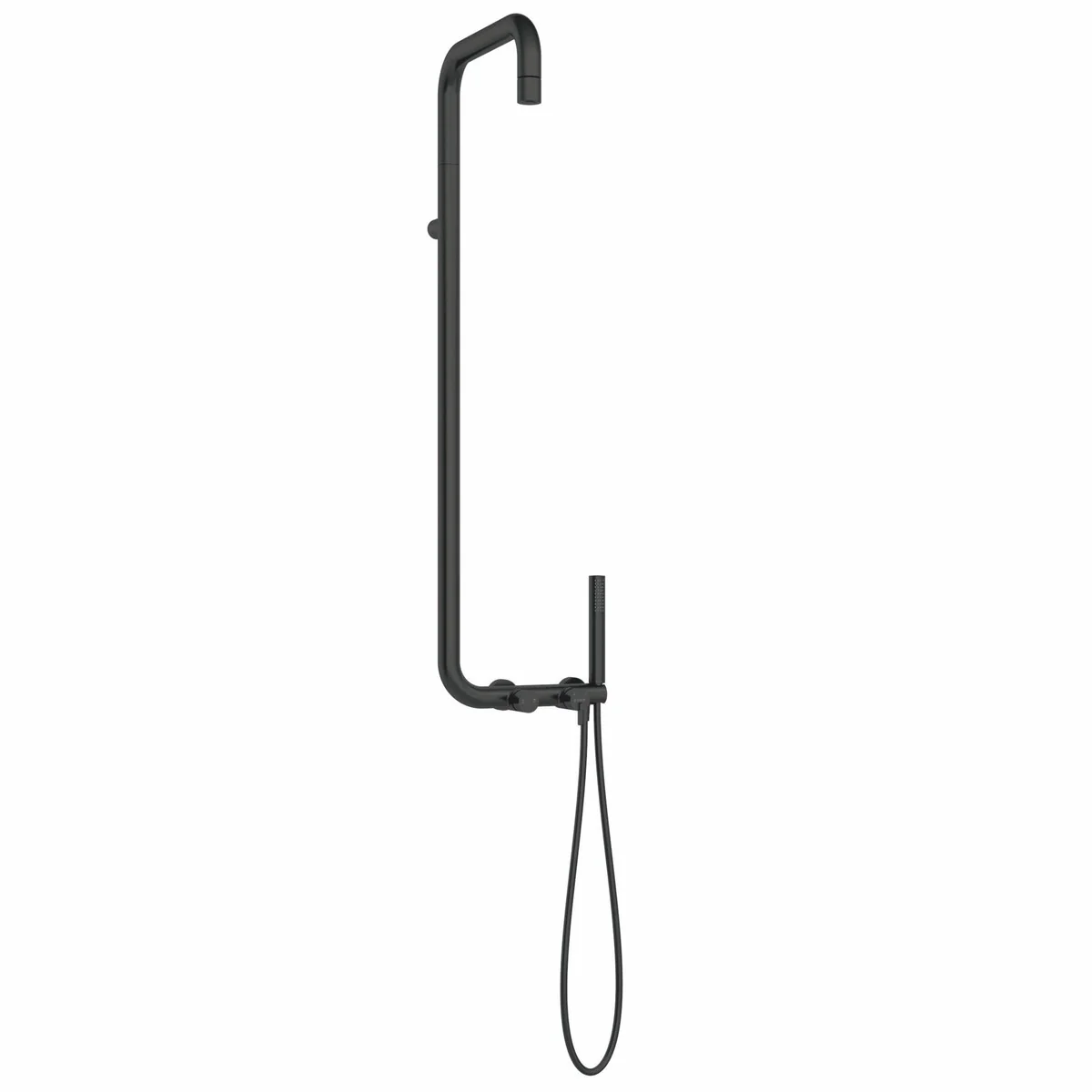 Luxury shower set with overhead shower and hand shower black H. 122.7 cm