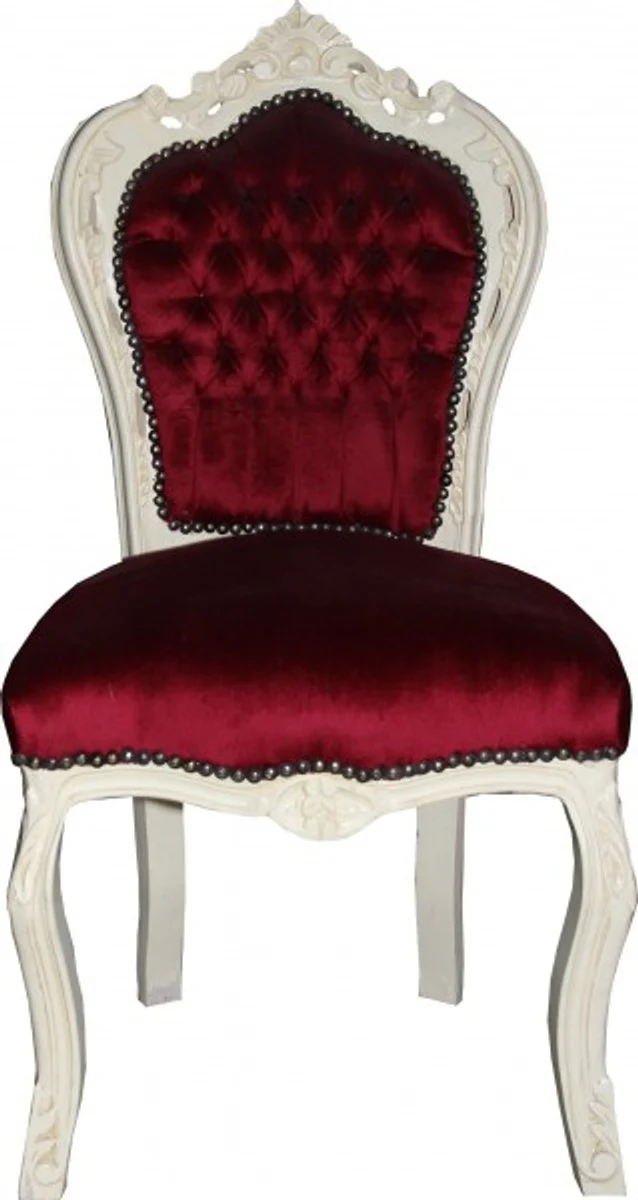 Baroque dining room chair burgundy red / cream antique look