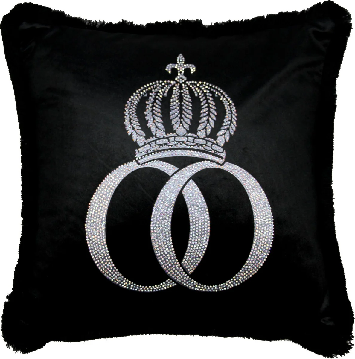 Harald Glööckler luxury decorative cushion Pompöös by black / silver crown deluxe with rhinestones - Glööckler cushion AAA