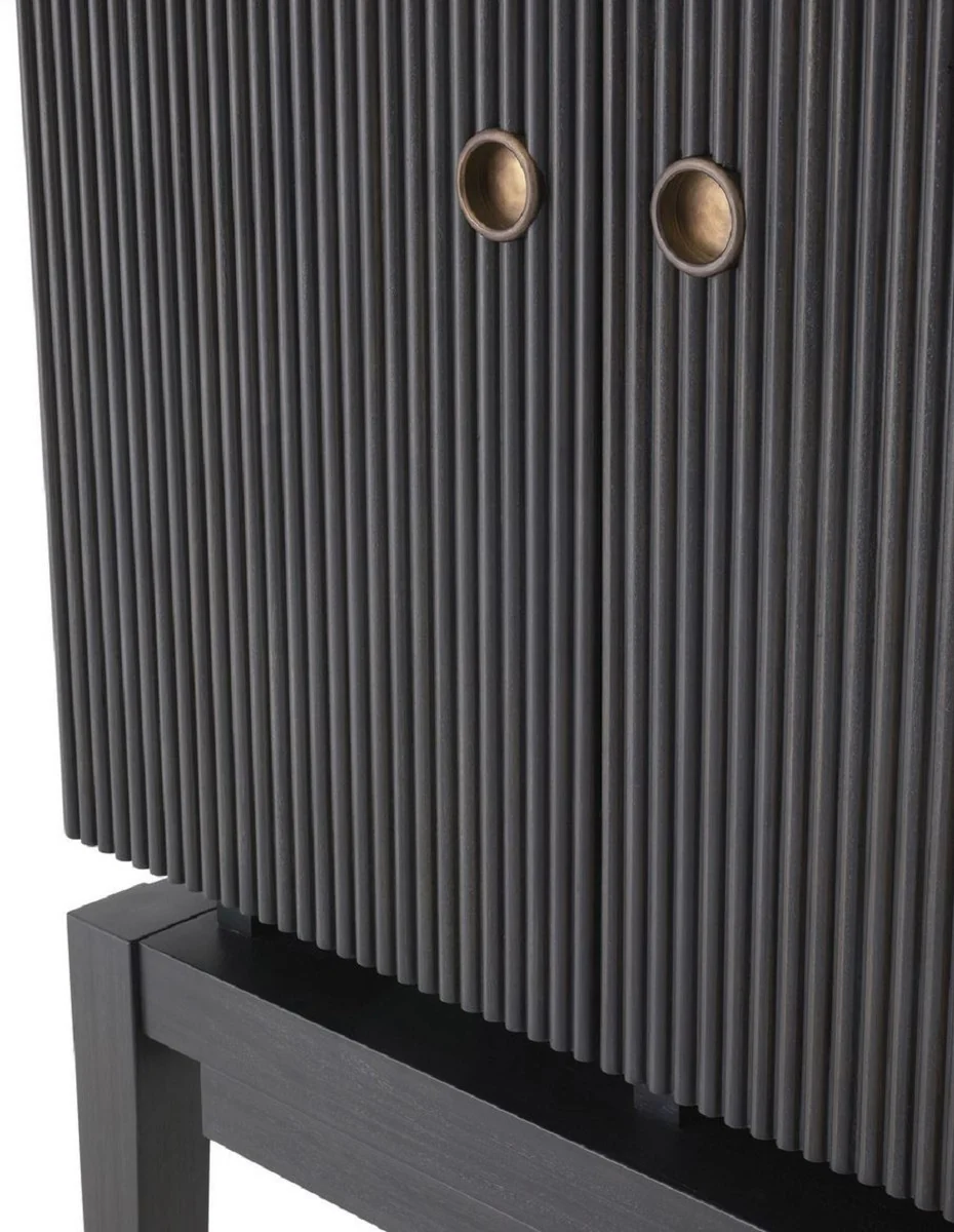 Luxury wine cabinet anthracite gray / bronze 82.5 x 51 x H. 168 cm - mahogany bar cabinet with 2 doors - bar furniture - luxury quality