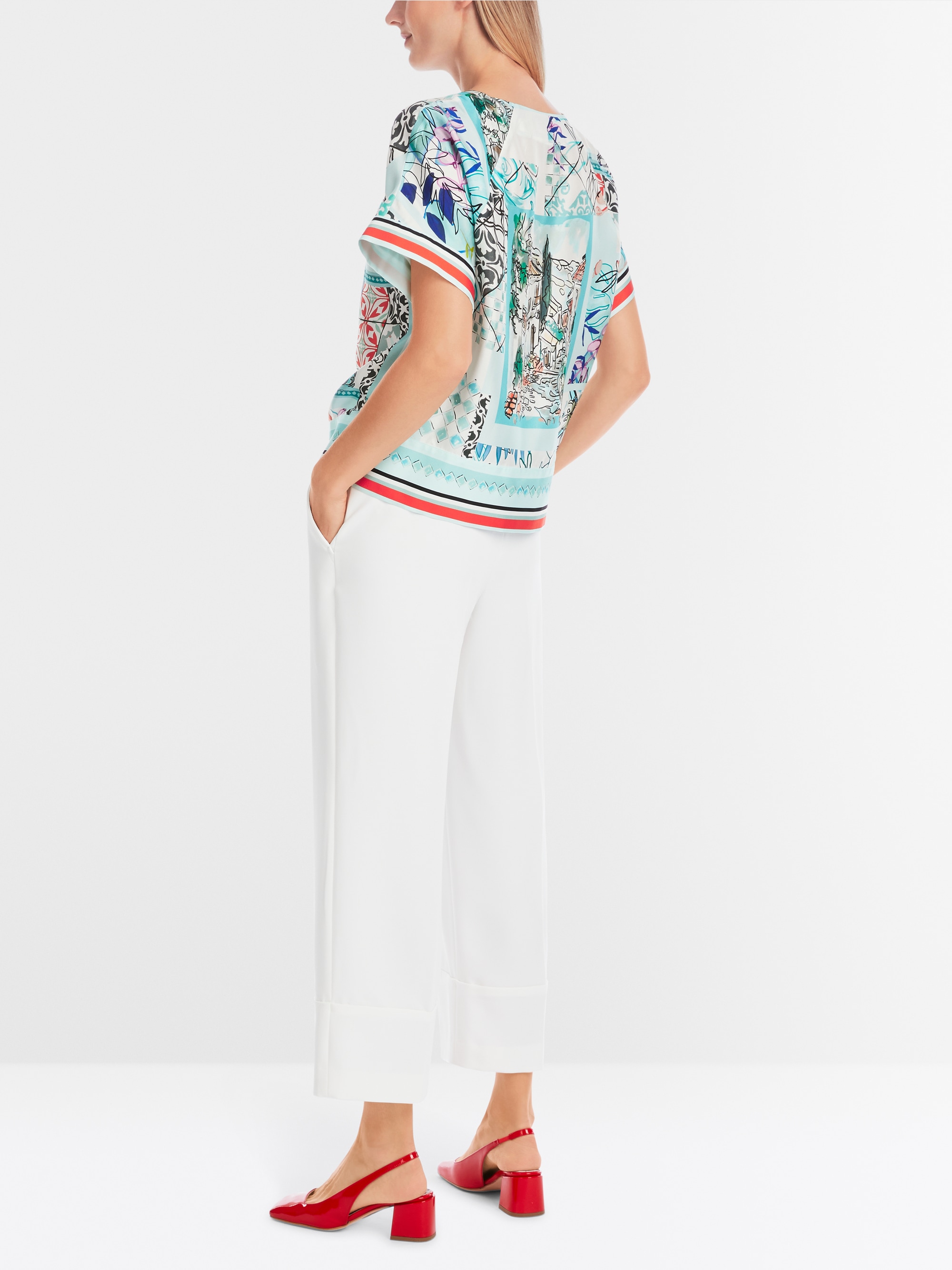 Marc-Cain Seidenbluse in Kimonoform – mit Aufdruck