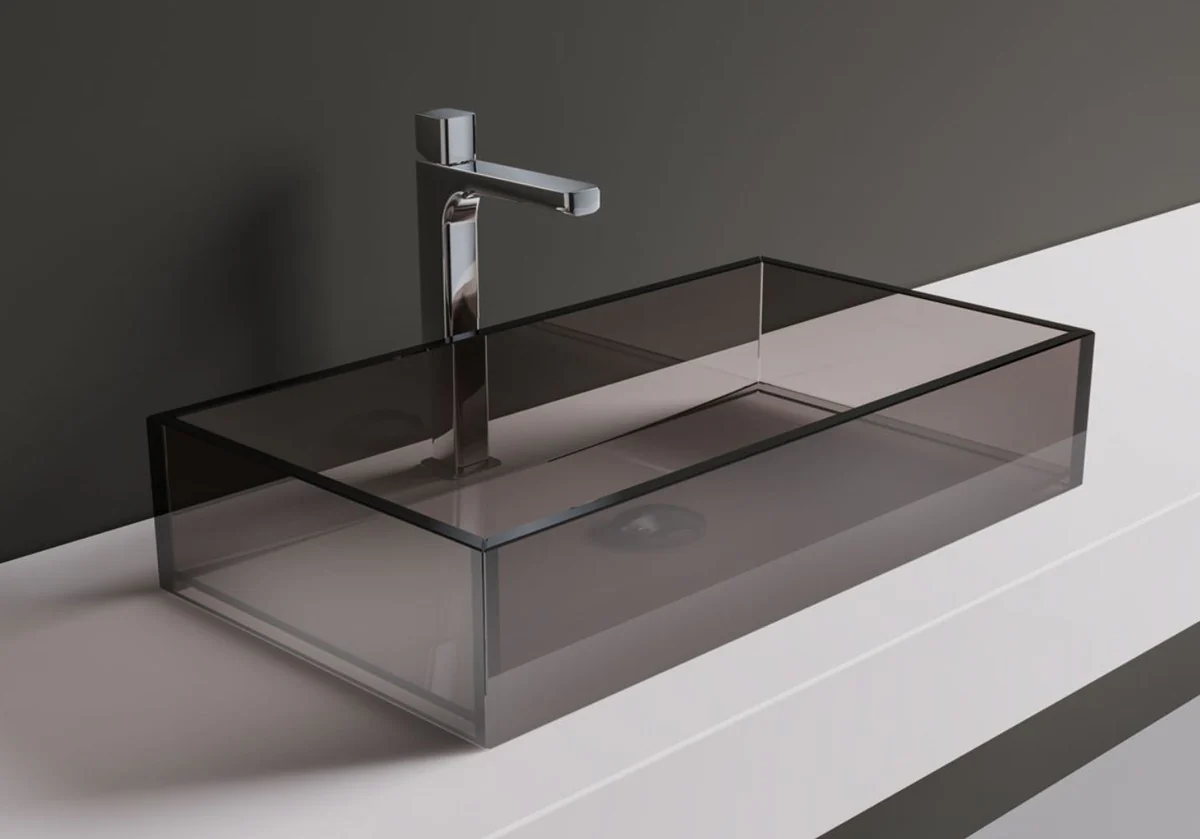 Luxury glass sink bronze 65 cm - Made in Italy
