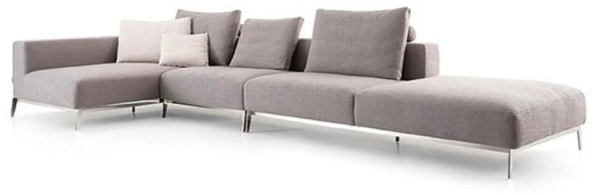Luxury sofa gray / silver 400 x 178 x H. 56 cm - Adjustable living room corner sofa - Luxury living room furniture