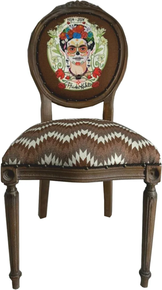 Frida Kahlo by Luxury Baroque Dining Room Chair Brown / Colorful
