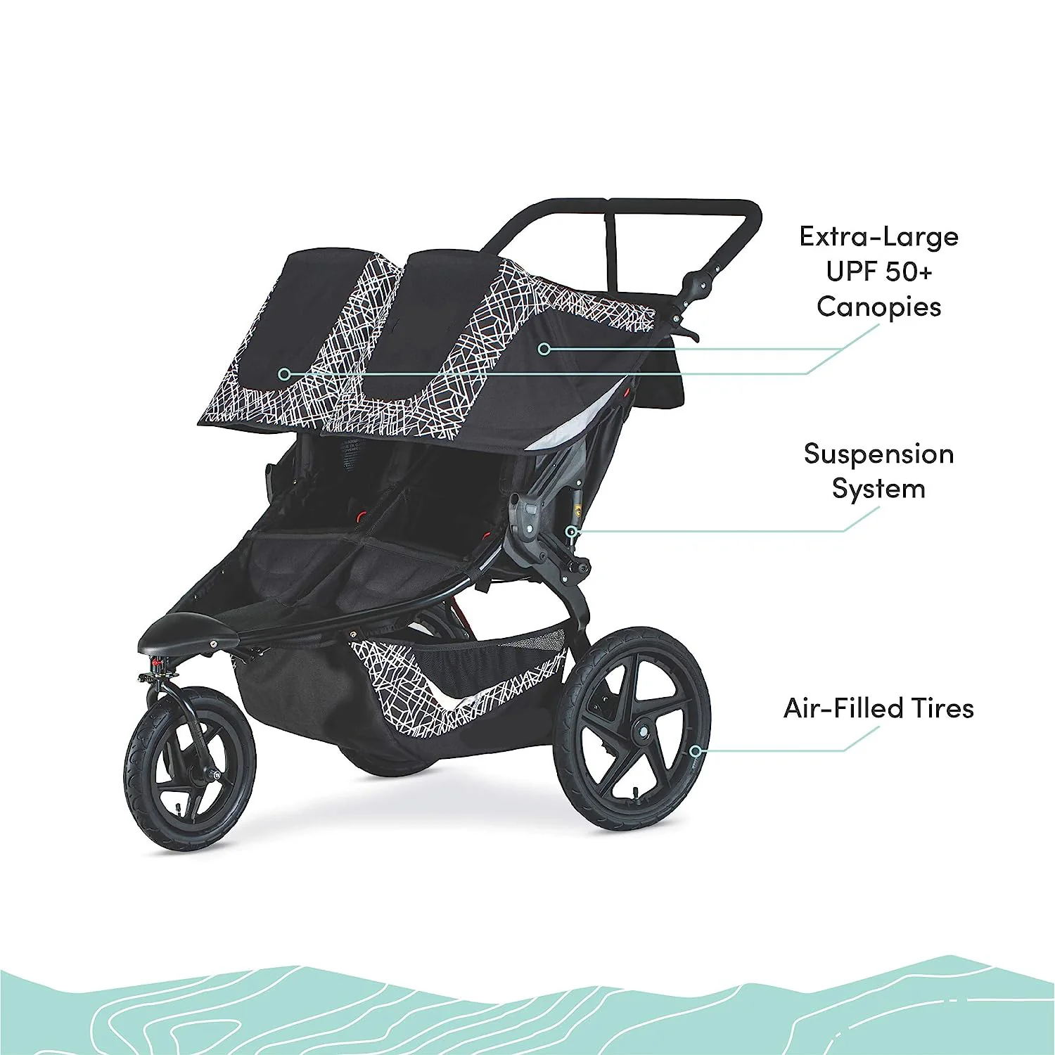 Gear Revolution Flex 3.0 Jogging-Kinderwagen, Lunar – Ultrareflektierende Akzente