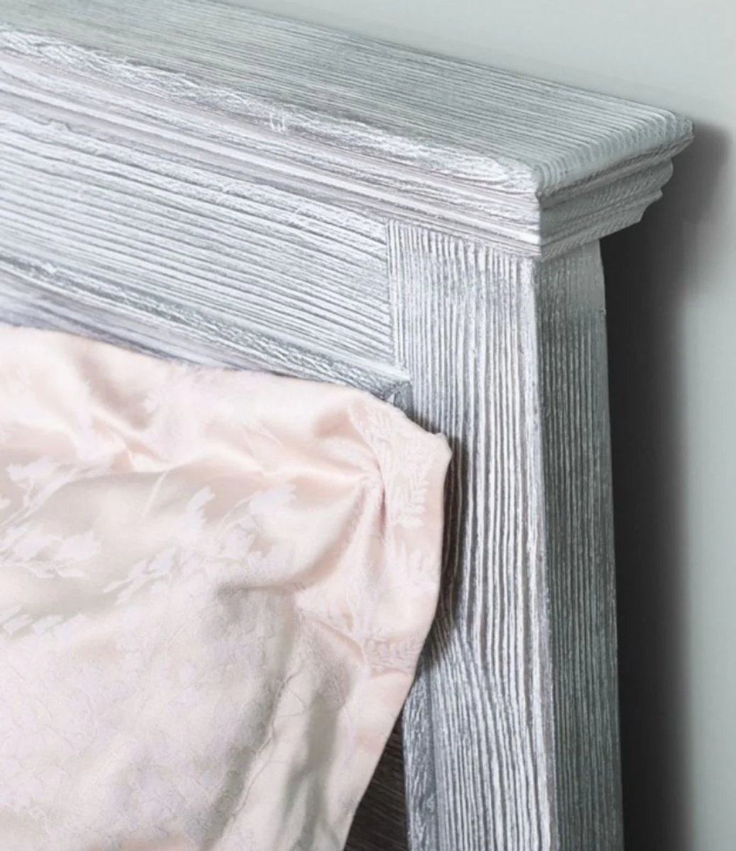 Country house style solid wood bed antique gray 140 x 200 x H. 93 cm - country house style bedroom furniture