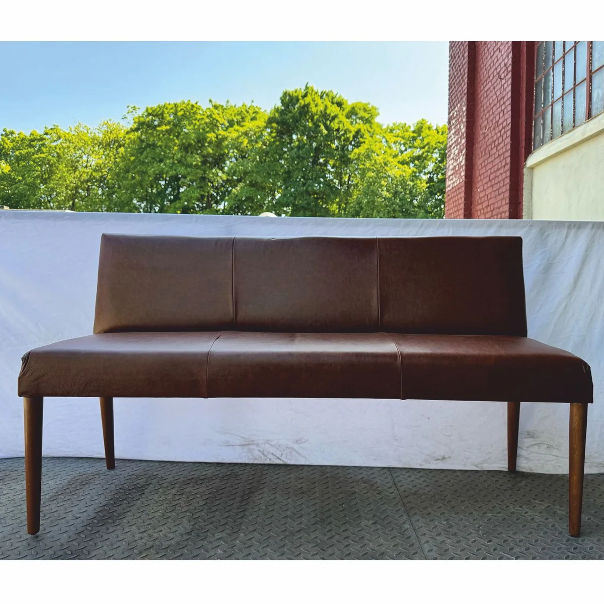 Luxus Leder Sitzbank Braun 160 cm - Leder Möbel