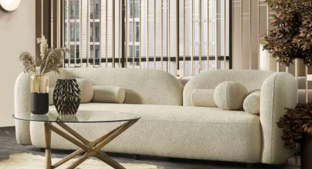 Luxury sofa ivory 240 x 90 x H. 75 cm - living room sofa - hotel sofa - living room furniture - hotel furniture - luxury furniture - luxury furnishings - living room furnishings