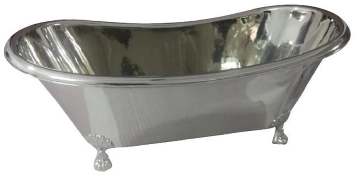 Luxury Art Nouveau copper bathtub silver / silver chrome plated 170 x 72 x H. 71 cm - Freestanding retro bathtub - Rustic copper bathroom furniture