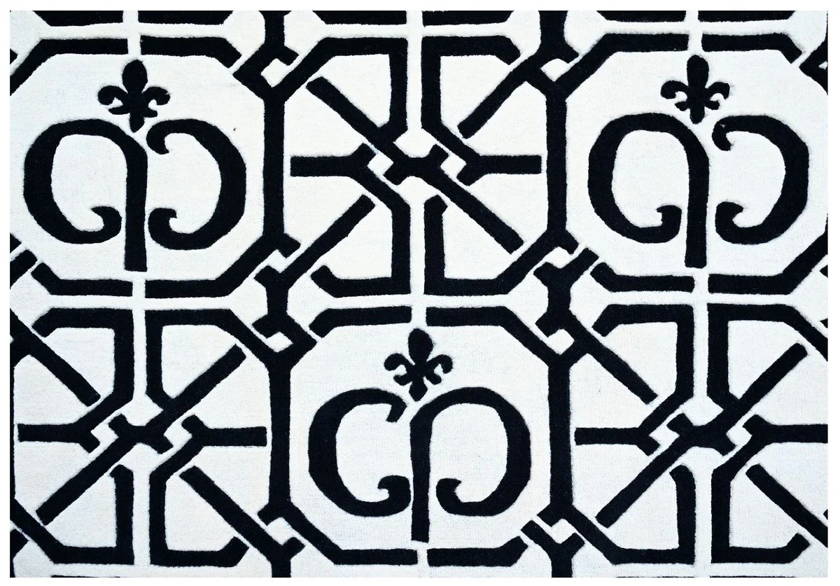 Luxury Baroque Carpet White / Black - Various Sizes