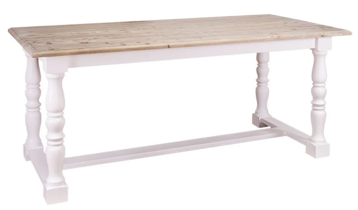 Country house style dining table natural colors / white 180 x 90 x H. 78 cm - country house style dining room furniture