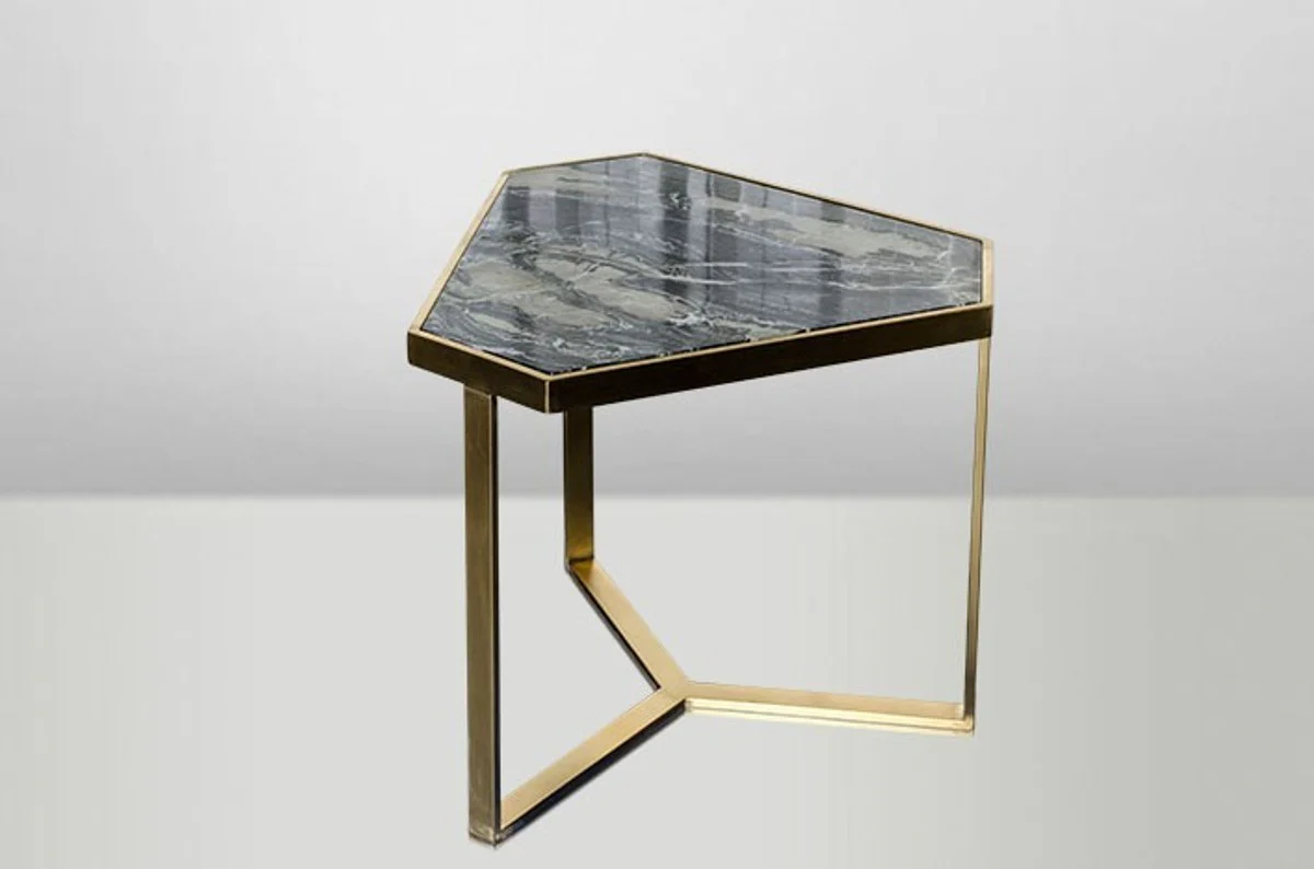 Art Deco side table gold metal / marble 55 x 47 cm - Art Nouveau table - furniture flower table