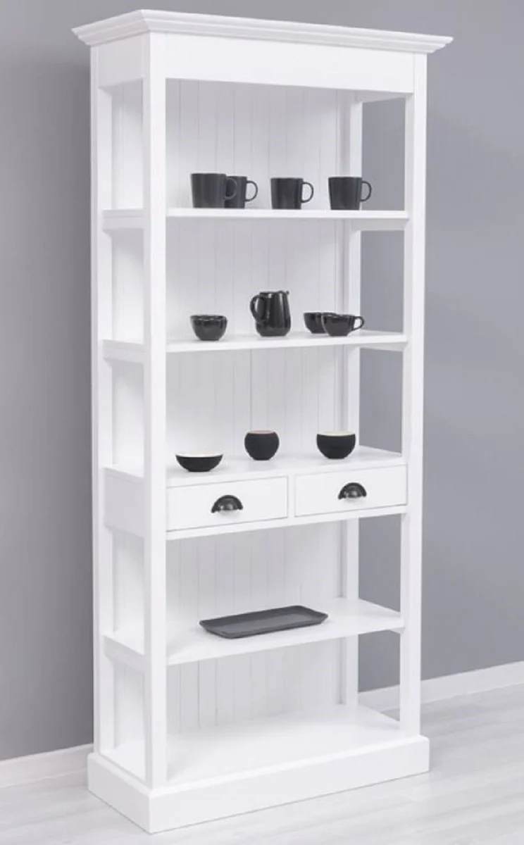 Country house style cupboard white 91 x 39 x H. 197 cm - country house style dining room cupboard - solid wood furniture - country house style shabby chic furniture