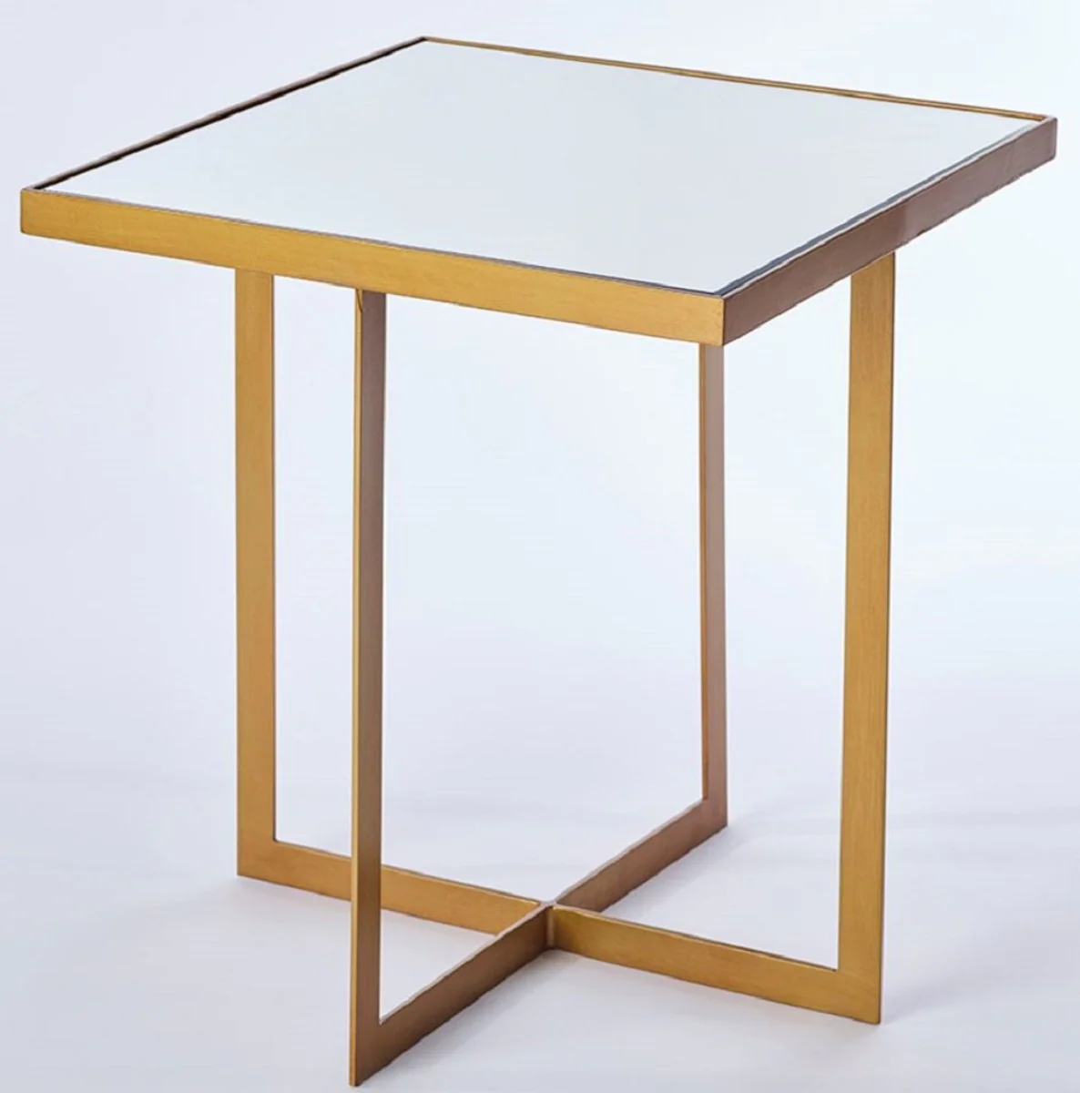 Luxury side table bronze 51 x 51 x H. 55 cm - metal table with mirror glass table top - luxury furniture