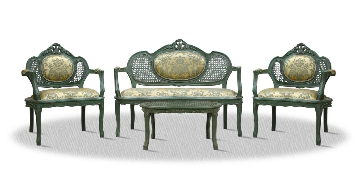 Baroque salon set with bench, 2 chairs and table - Limited Edition