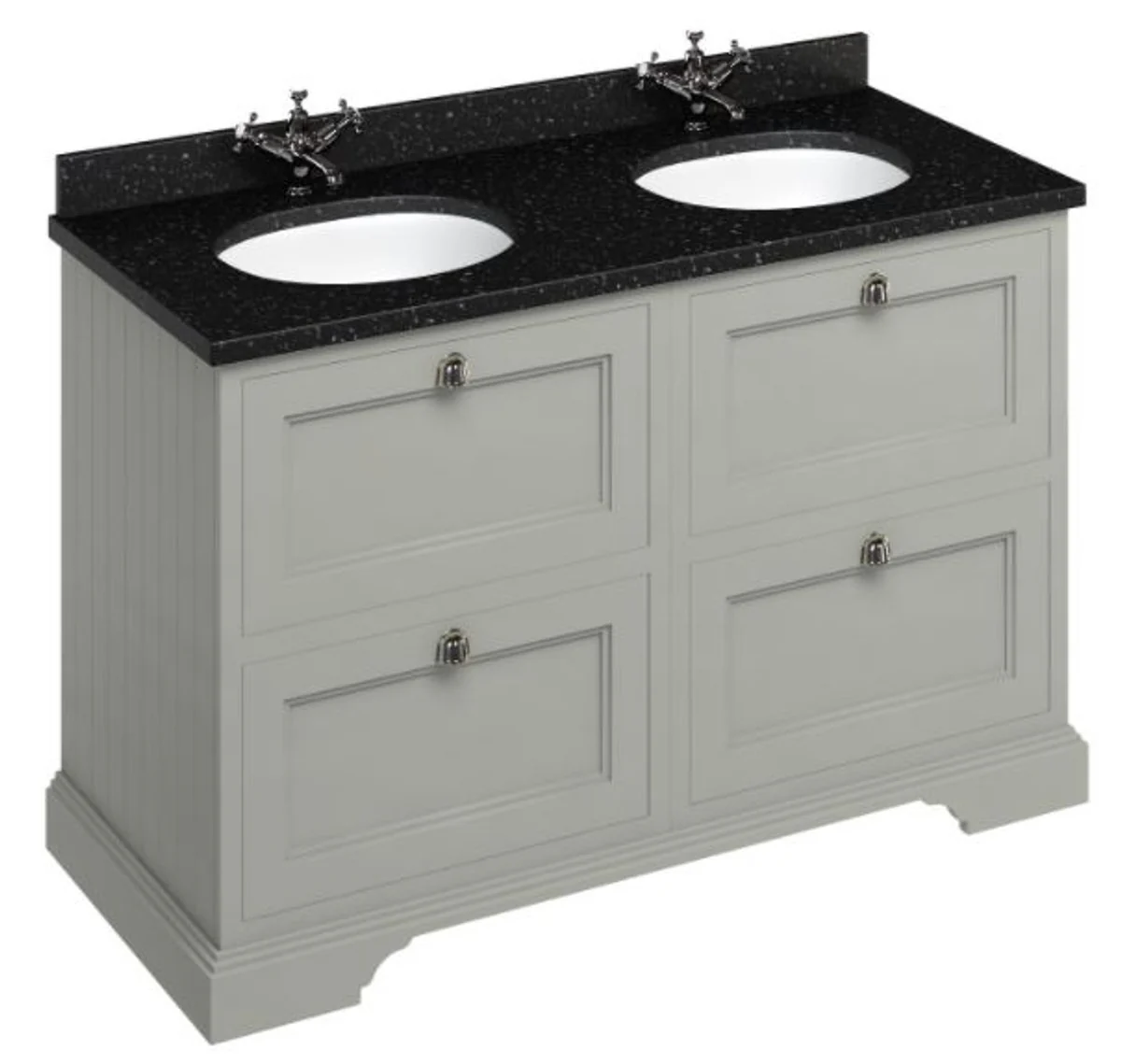 Double wash cabinet with granite top and 4 drawers 130 x 55 x H. 93 cm
