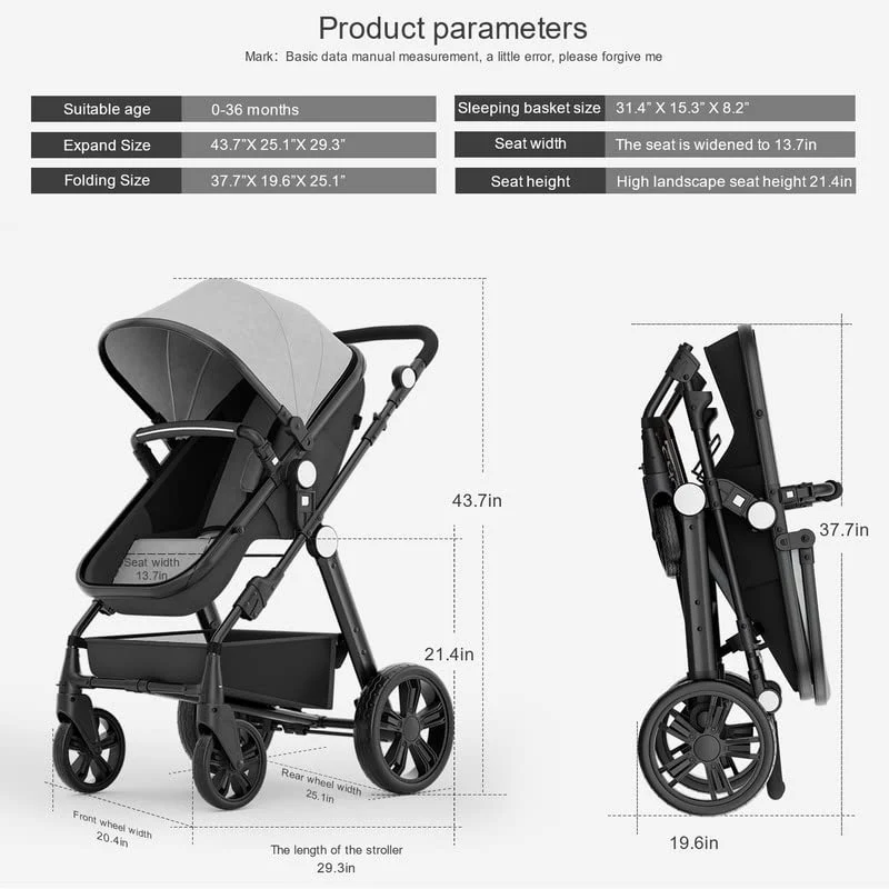 Kinderwagen für Neugeborene, wendbarer Stubenwagen für Kleinkinder, zum luxuriösen Vista-Sitz für Kleinkinder für Jungen und Mädchen, kompakter Einzel-All-Terrain-Kinderwagen, Kinderwagen-Abdeckung, Getränkehalter, Netz …