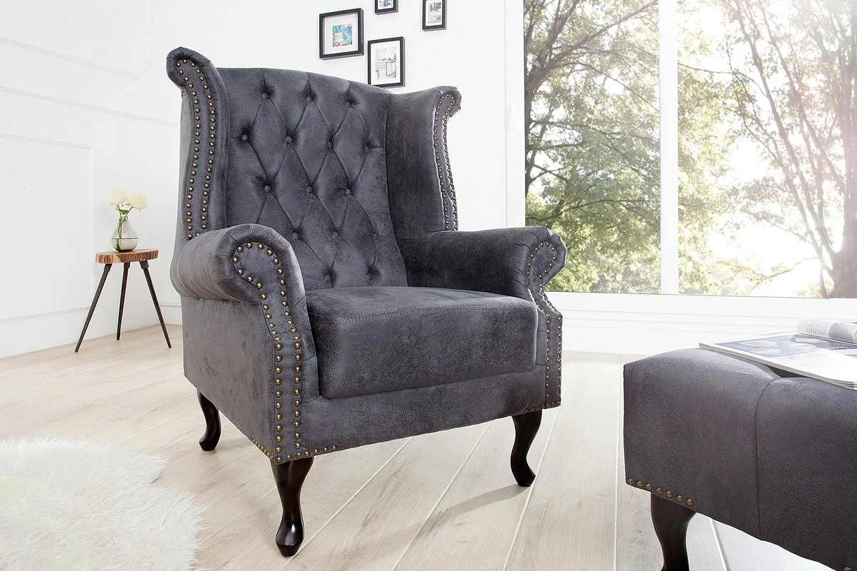 Chesterfield armchair antique gray from Casa Padrino