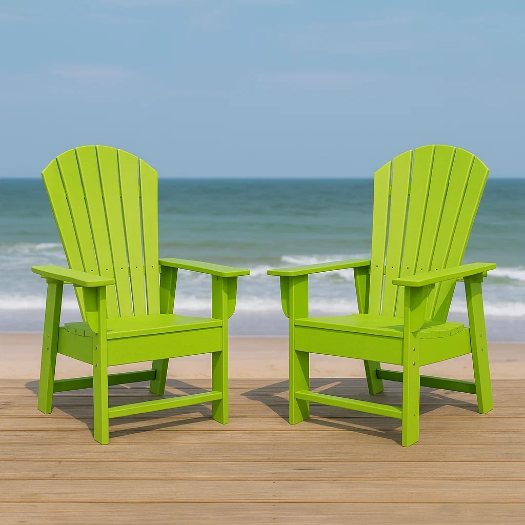 Adirondack-Stuhl, 2-teiliges Set, grün, Kunststoff, für den Außenbereich