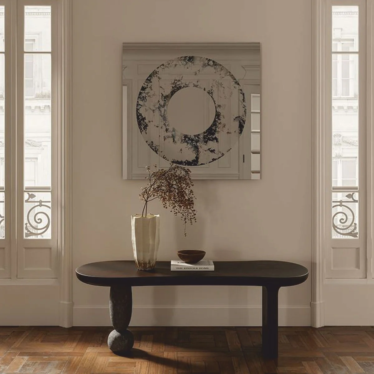 Luxury wall mirror black / silver 100 cm - Luxury Interior