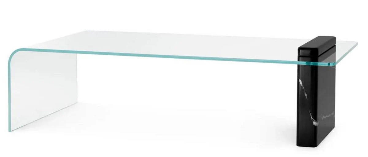 Luxury coffee table with glass top black 133.5 cm - luxury furniture