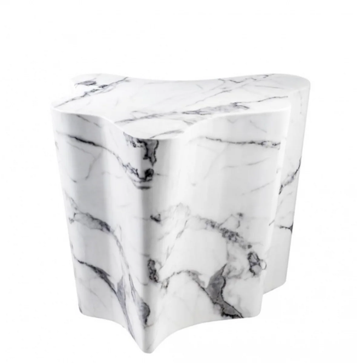 Luxury Art Deco designer side table made of white faux marble - Luxury designer side table
