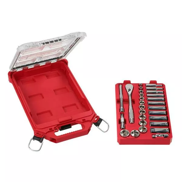 15 in. PACKOUT Rucksack und 3/8 in. Antrieb SAE Ratchet und Socket Mechanics Tool Set mit PACKOUT Case (28-Piece)