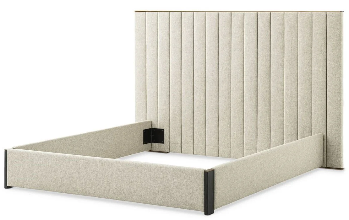 Luxury double bed frame with headboard natural colors / brass / anthracite gray 224 x 224 x H. 145.5 cm - bedroom furniture - hotel furniture - luxury quality