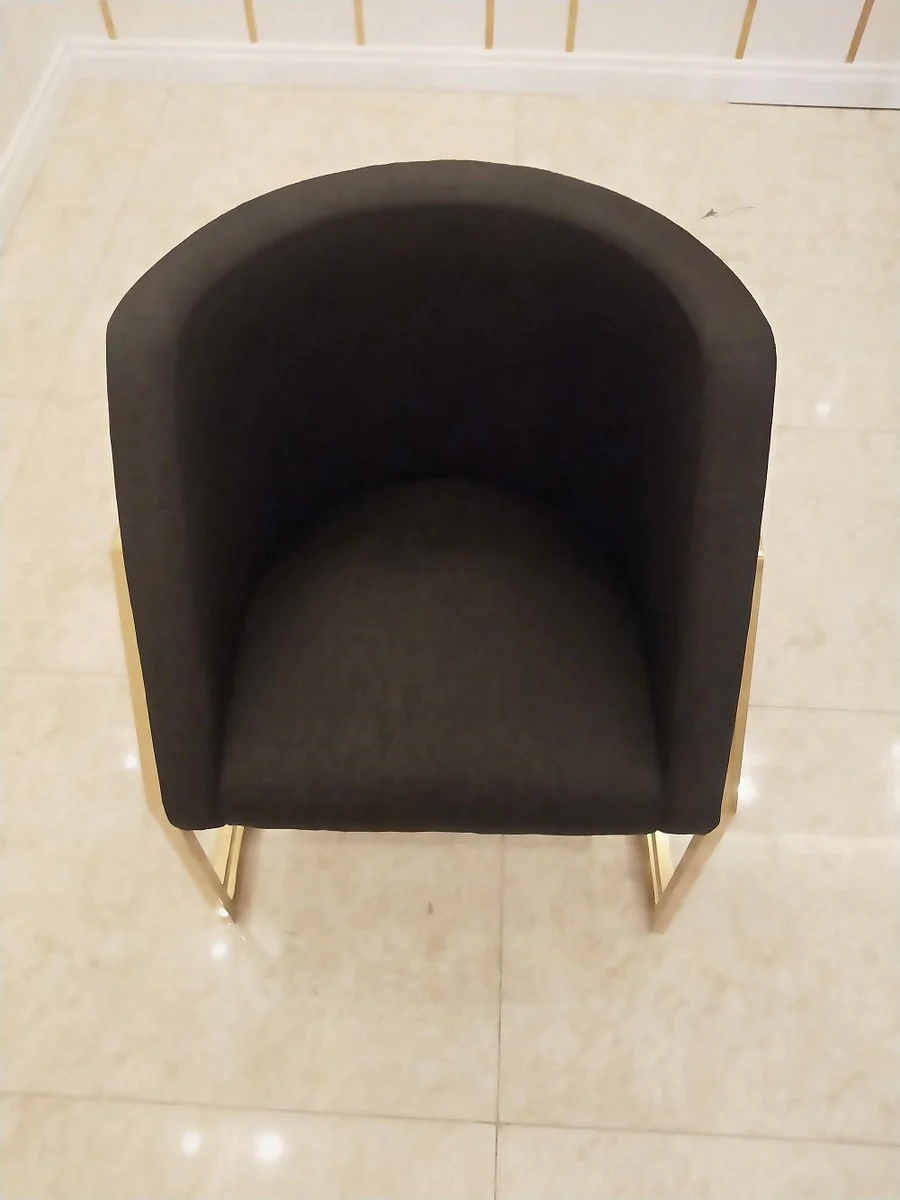 Luxury dining room chair black / gold 60 x 56 x H. 80 cm - Luxury dining room furniture - Luxury quality