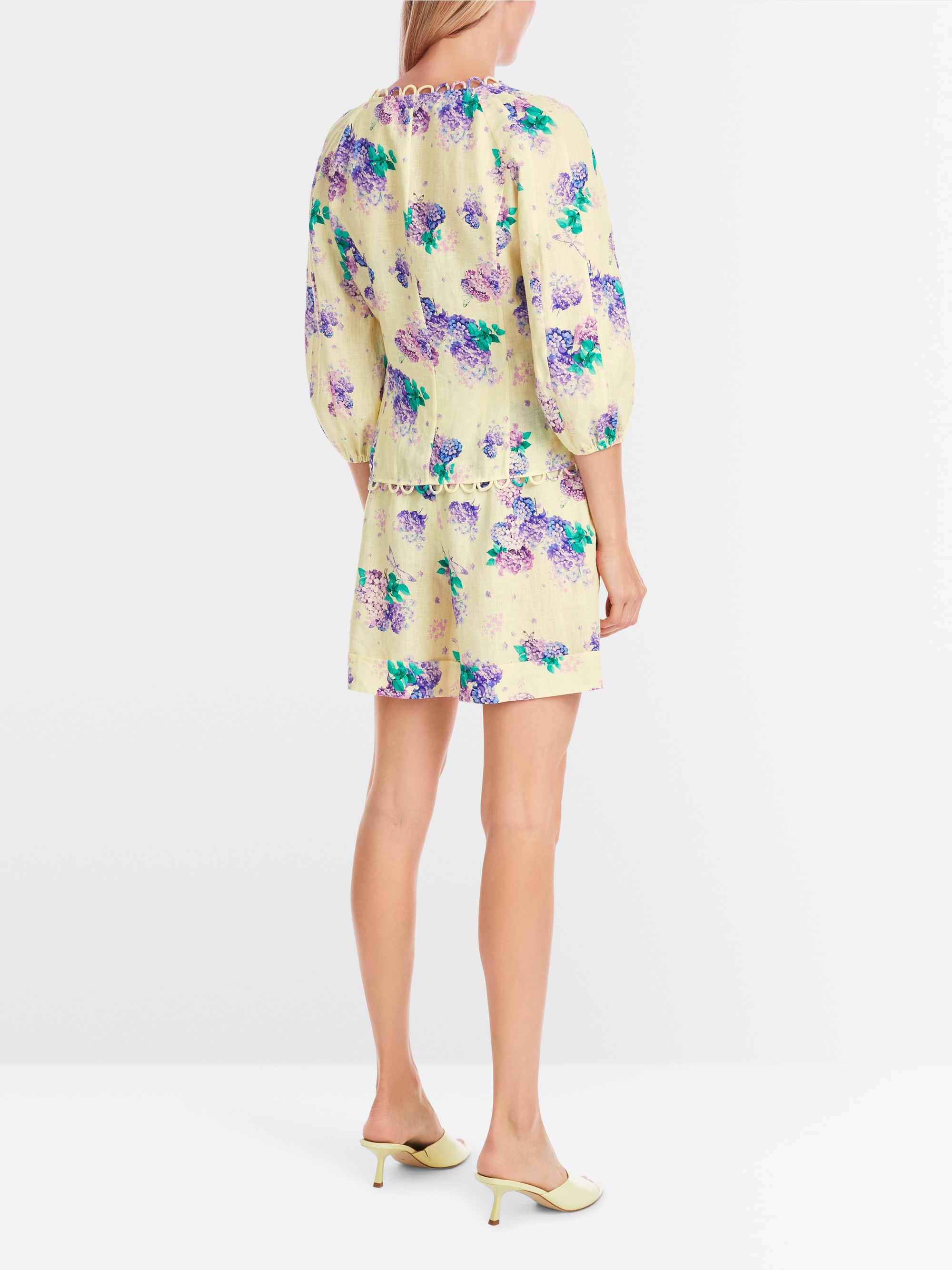 Marc-Cain Taillierte Leinenbluse mit Aufdruck