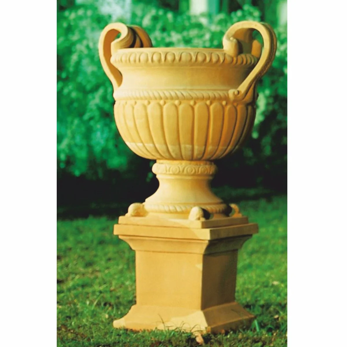 Luxus Barock Keramik Blumentopf Gelb Ø 72 x H. 78 cm - Garten Deko