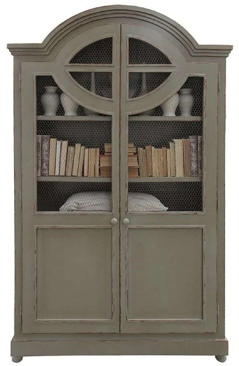 Luxury country house style cabinet antique gray - handmade solid wood shelf cabinet with 2 doors - country house style solid wood furniture - luxury quality