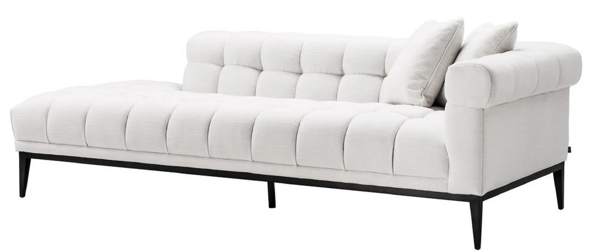 Luxury lounge sofa white / black 223 x 98 x H. 69 cm - right-side living room sofa with 2 cushions - luxury quality