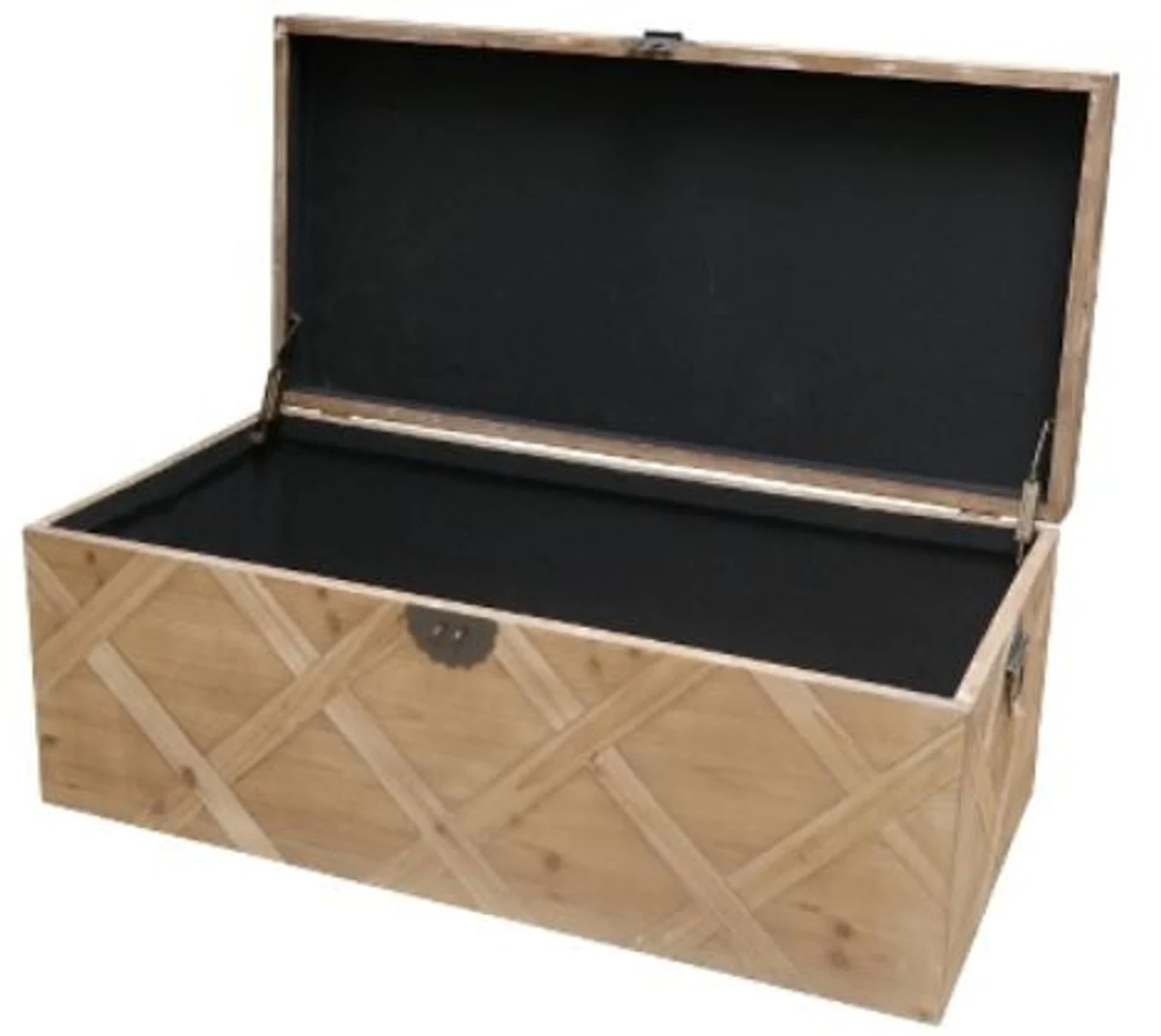 Country house style chest natural colors 100 x 48 x H. 40 cm - handmade wooden chest in parquet look