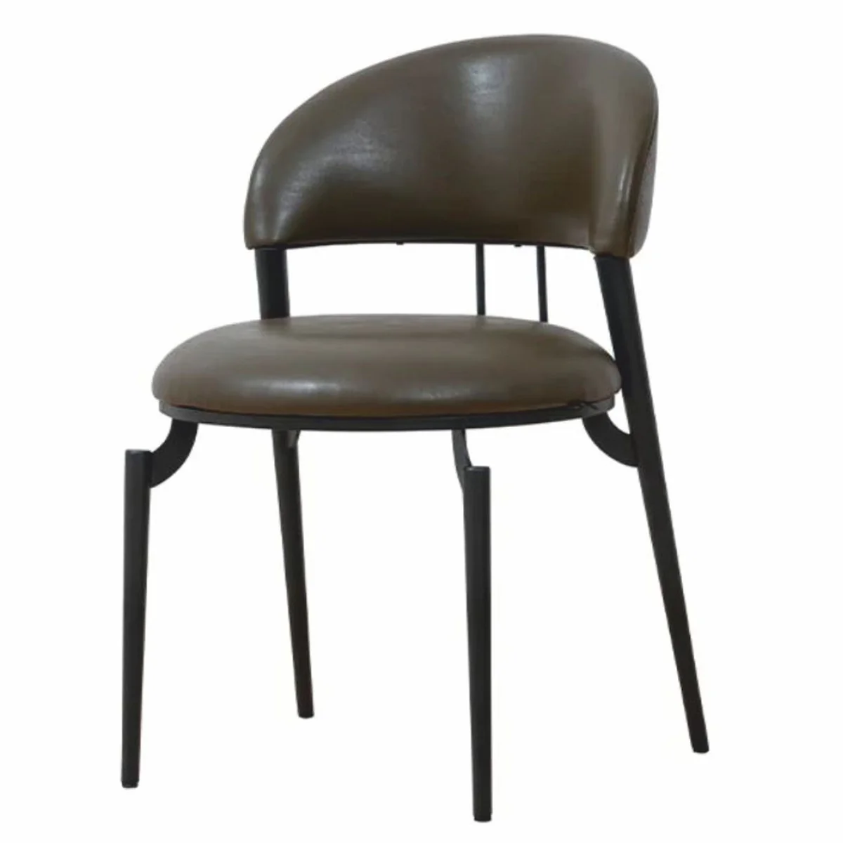 Luxus Kunstleder Esszimmer Stuhl Dunkelgrau / Schwarz - Esszimmer Möbel