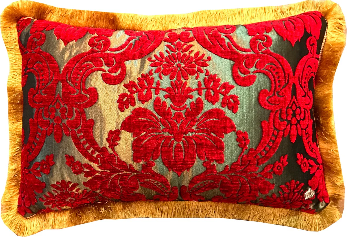 Luxury cushion Pompöös by Harald Glööckler Elegance Collection Baroque pattern red / gold 35 x 55 cm - luxury cushion