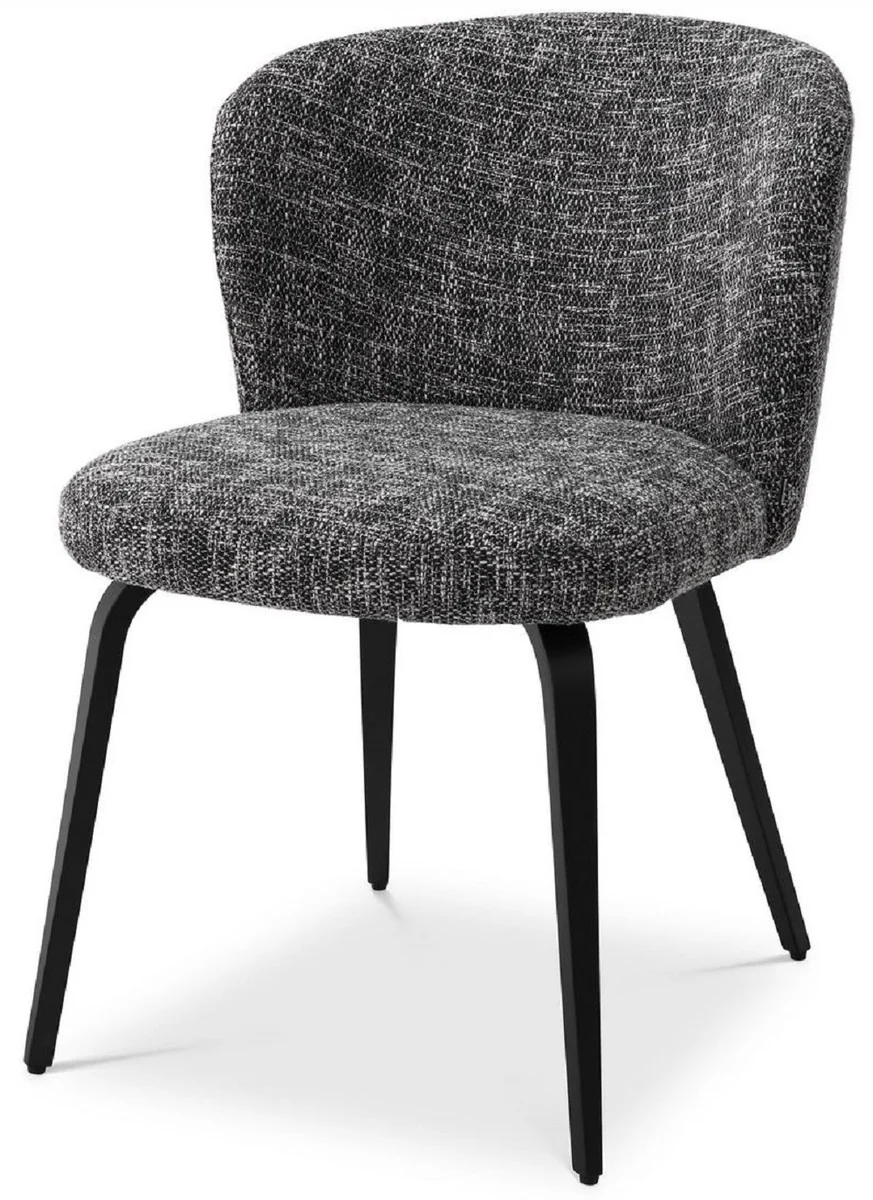 Luxury dining room chair black / black 57 x 69 x H. 81 cm - Padded kitchen chair in retro design - Luxury retro dining room furniture