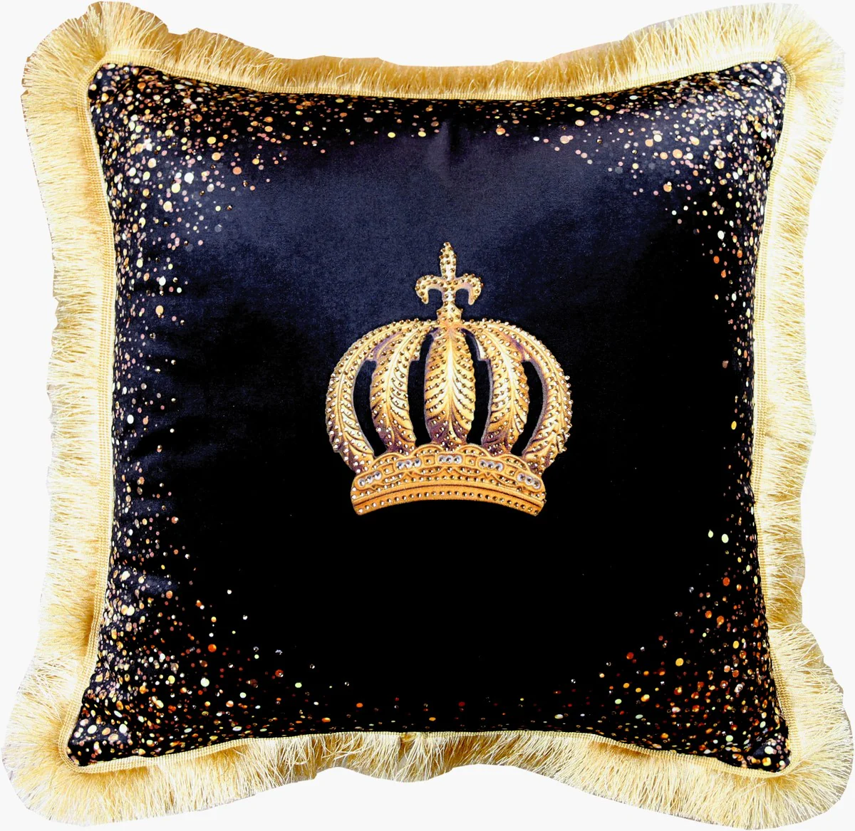 Harald Glööckler luxury cushion Pompöös by Krone black / gold - finest velvet fabric - Glööckler decorative cushion with rhinestones